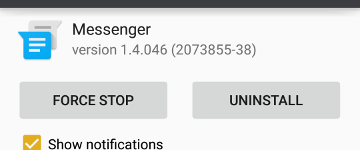 Screenshot: Android App info for Google Messenger
