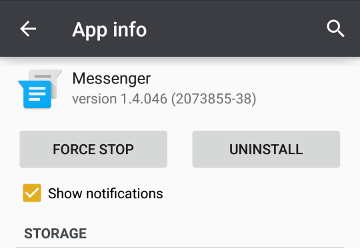 Screenshot: Android App info for Google Messenger